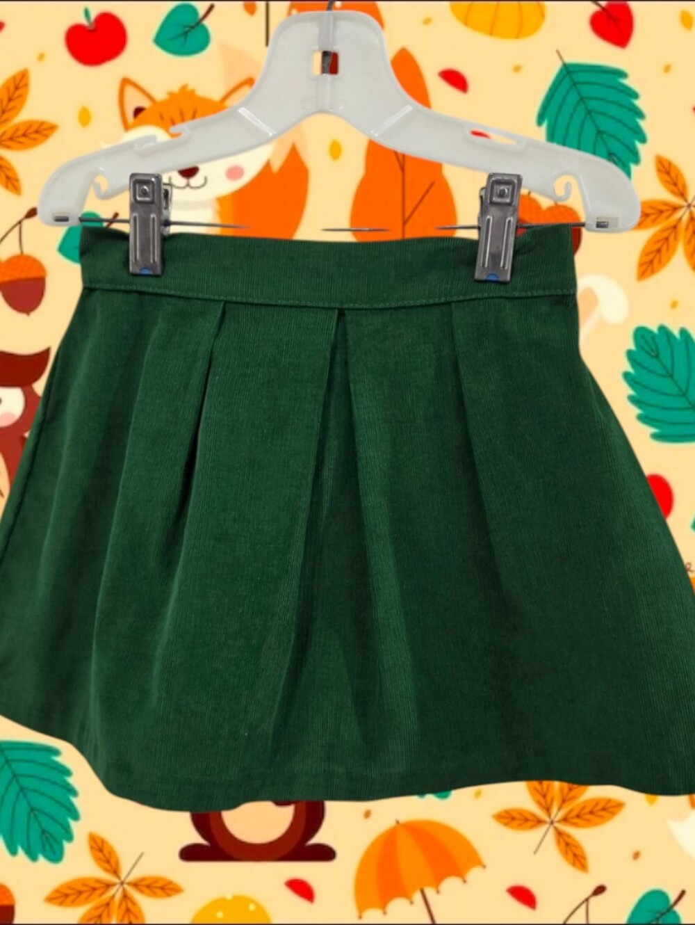 Luigi Kids Girl's Hunter Green Corduroy Skirt